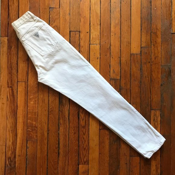 Vintage 80s Guess by Georges Marciano Women White Bleached High Waist Denim Jean - Picture 1 of 4